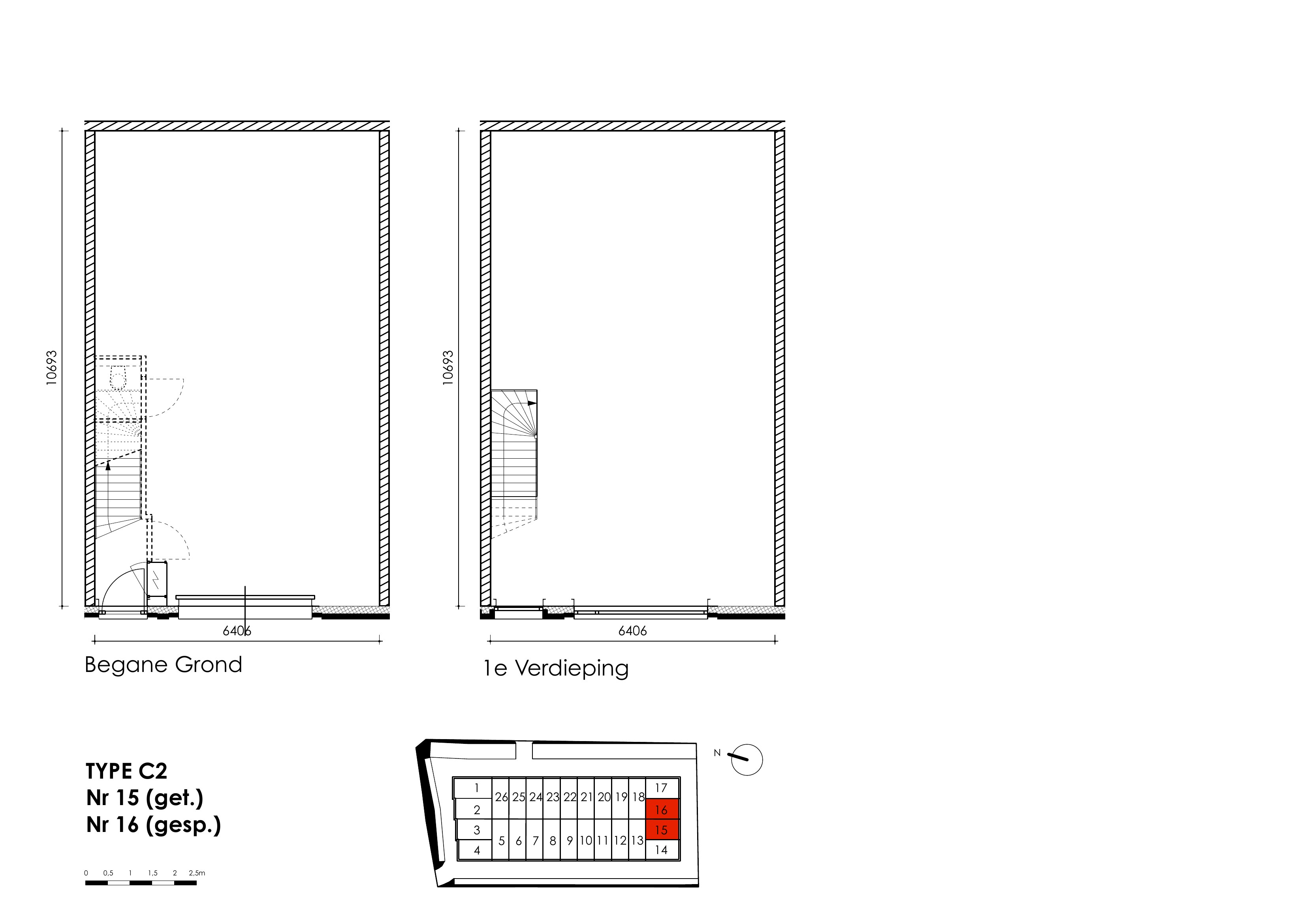 Plattegrond Unit C2 Tussenunit - No Limits Noordwijk, 2 stuks