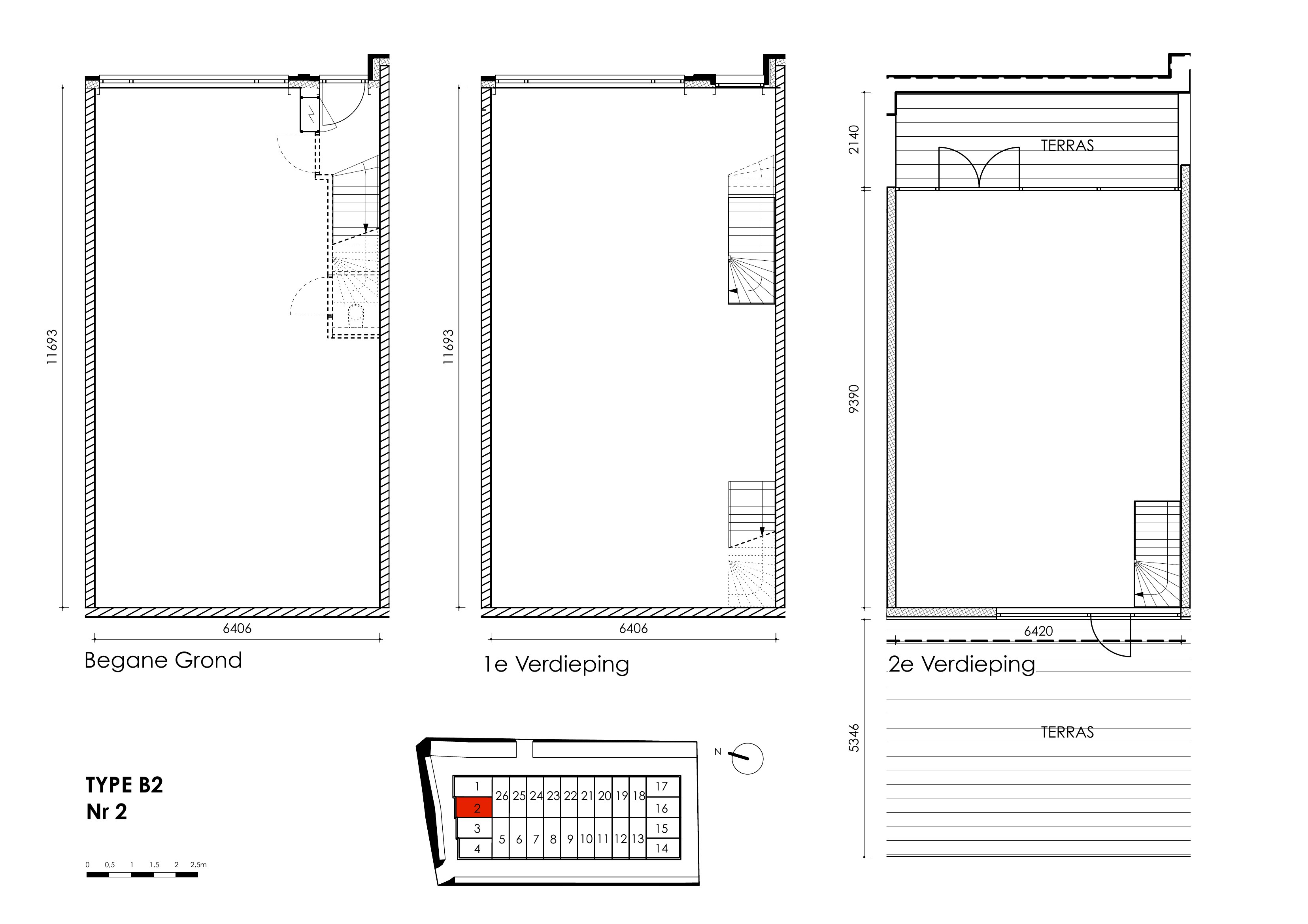 Plattegrond Unit B2 Drielaagse unit - No Limits Noordwijk, Bouwnummer 2