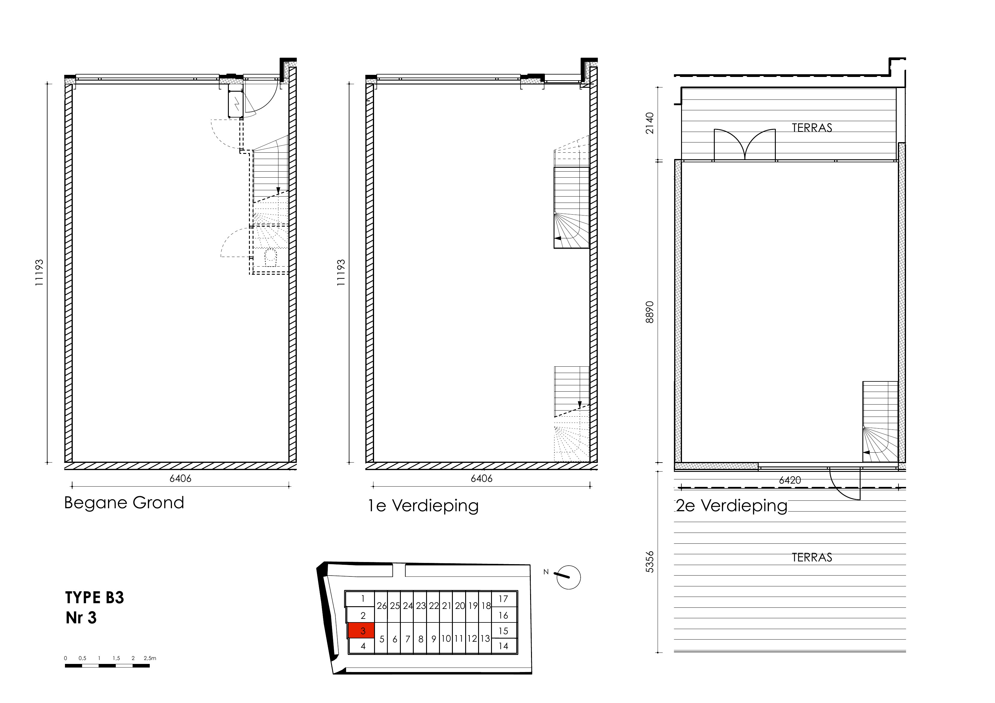 Plattegrond Unit B3 Drielaagse unit - No Limits Noordwijk, Bouwnummer 3